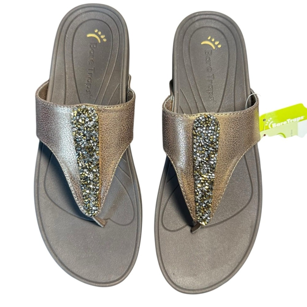 BareTraps Garnett Sandals Women 10 Bronze Walking Comfort Cushion Slip On Shoes - Picture 4 of 13
